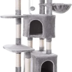 MIRA Home – Krabpaal Voor Katten – Krabpaal – Modern – Pluche – Lichtgrijs – 49x45x120