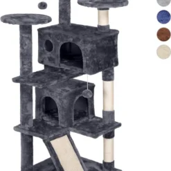 Krabpaal Voor Katten Met Touwtjes En Diverse Platformen, 130 Cm Hoog HM-YAHEE-591841 Donkergrijs