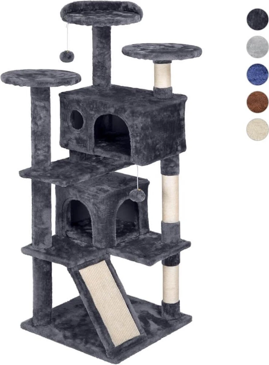 Krabpaal Voor Katten Met Touwtjes En Diverse Platformen, 130 Cm Hoog HM-YAHEE-591841 Donkergrijs