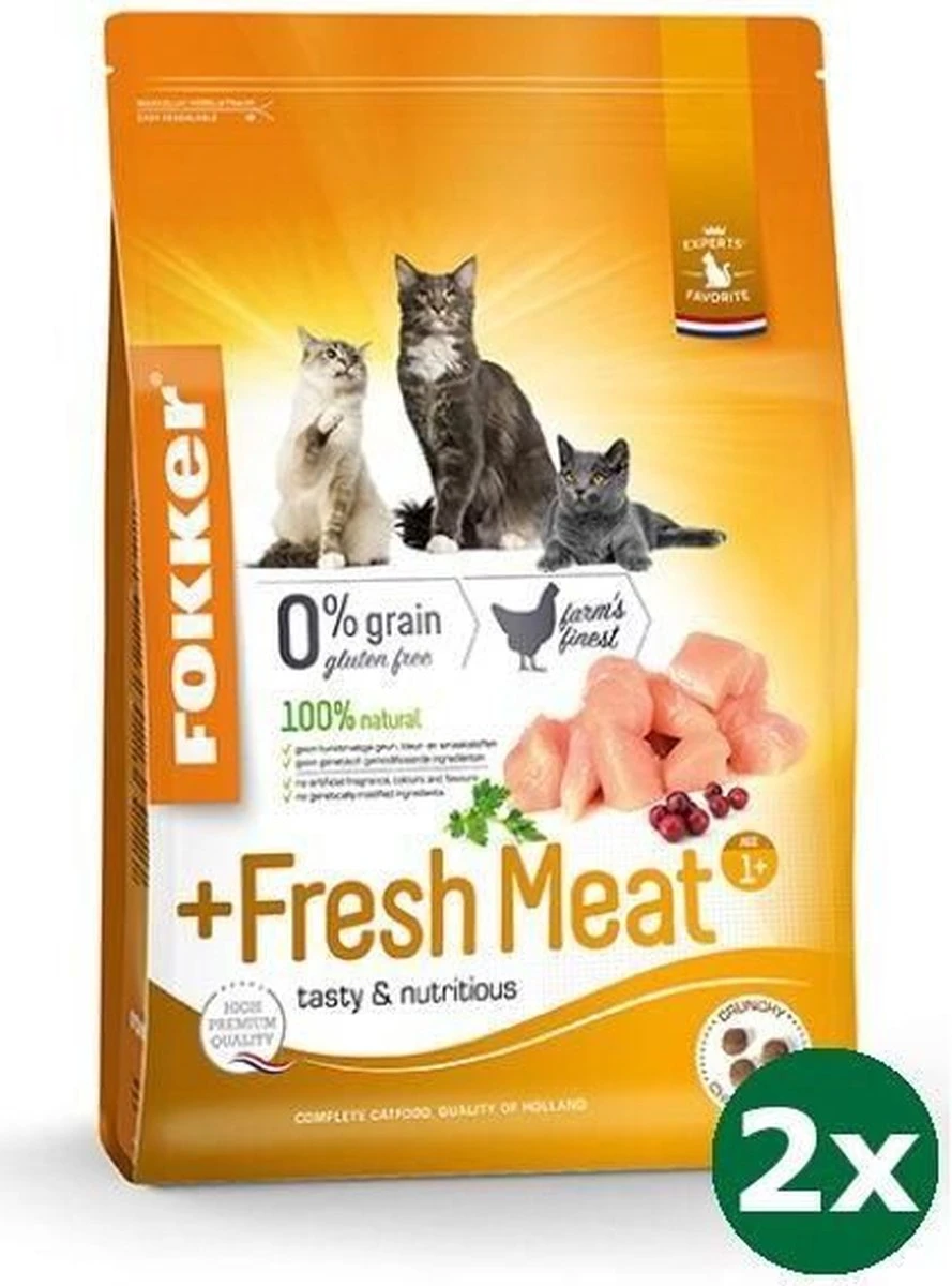 Fokker Kat +fresh Meat Kattenvoer 2x 2,5 Kg