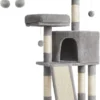 Songmics FEANDREA Krabpaal Klein, Kattenboom Met Krabplank, Platforms, Voor Kat, Zacht Pluche, 115 Cm, Volledig Met Sisal Omwikkelde Zuil, Lichtgrijs PCT141W01
