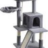 ACAZA Krabpaal, Kattenboom Met Krabbord En Huisjes Voor Meerdere Katten, Lichtgrijs