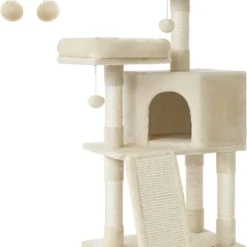 Songmics FEANDREA Krabpaal, Krabpaal, 115 Cm, Krabplank, Beige PCT141M01