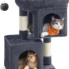 MIDA® Krabpaal Met 2 Huisjes – Krabpaal Voor Katten – Meerdere Niveaus – Donkergrijs