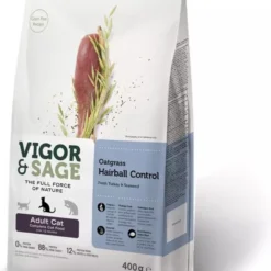 8x Vigor & Sage Kattenvoer Hairball Control Oatgrass 400 Gr