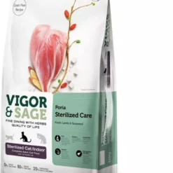 Vigor & Sage Kattenvoer Sterilised Indoor Poria 10 Kg