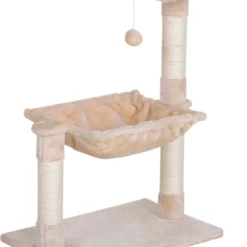 Nancy’s Severn Krabpaal – Kattenboom – Klimboom – Hangmat – Speelbal – Sisal – Bewerkt Hout – Crème/Grijs – 50 X 36 X 70 Cm