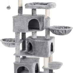 MIRA Home – Krabpaal Voor Katten Krabpaal – Basic – Hout/Sisal – Licht Grijs – 55x40x164