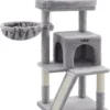 FEANDREA Cat Tree, Small Cat Tower With Widened Perch For Large Cats Indoor, Kittens, 37.8-Inch Multi-Level Cat Condo With Scratching Posts And Ramp, 2-Door Cat Cave, Cat Basket PCT51W