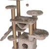 Topmast Krabpaal Fluffy Paris – Beige – 164 X 65 X 144 Cm – Krabpaal Voor Grote Katten En Zware Katten – Met Kattenhuis En Hangmat – Stevig Sisal Touw